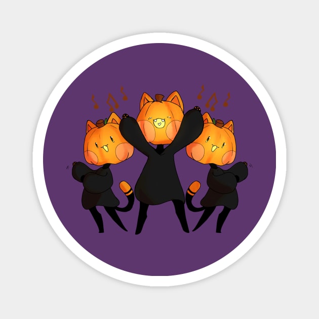 Pumpkin Cats Dance Magnet by Kizokukokoro